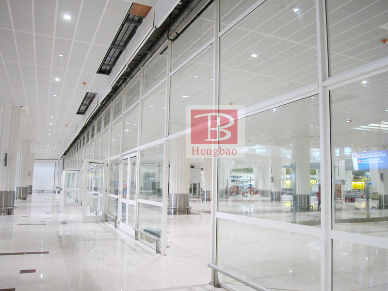Fire Rated Heat Proof Stainless Steel Frame Glass Wall Partition for Construction